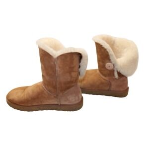UGG Bailey Button II Boots Women Size 11 Chestnut Good Suede Shearling 1016226